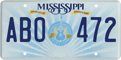 MS license plate ABO472