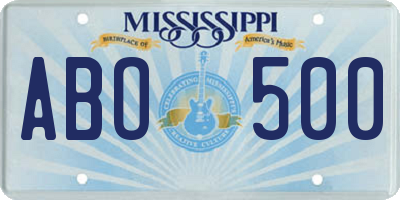 MS license plate ABO500