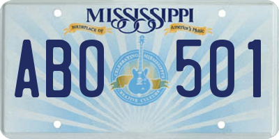 MS license plate ABO501