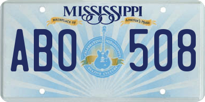 MS license plate ABO508