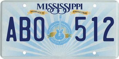 MS license plate ABO512