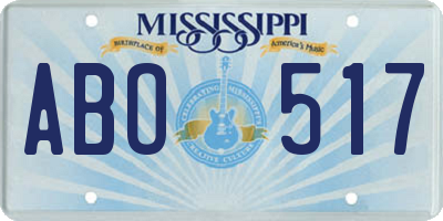 MS license plate ABO517