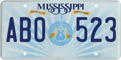 MS license plate ABO523