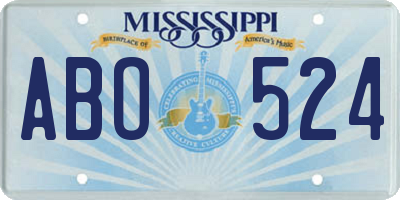 MS license plate ABO524