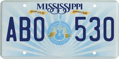 MS license plate ABO530