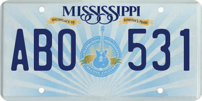 MS license plate ABO531