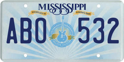 MS license plate ABO532