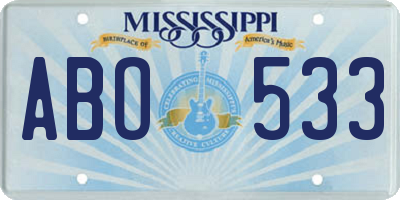 MS license plate ABO533