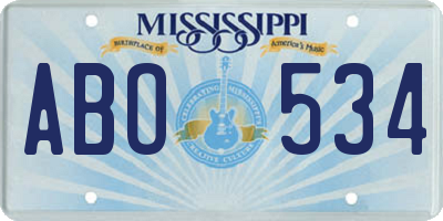 MS license plate ABO534