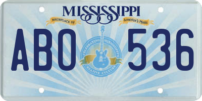 MS license plate ABO536