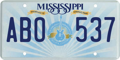 MS license plate ABO537