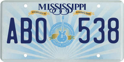 MS license plate ABO538