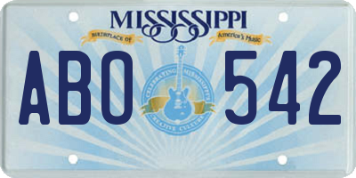 MS license plate ABO542