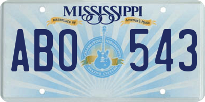 MS license plate ABO543