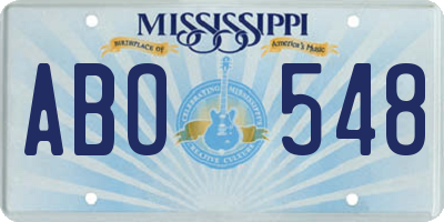 MS license plate ABO548