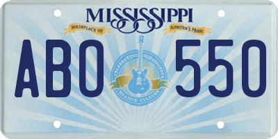 MS license plate ABO550