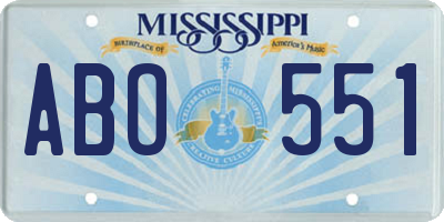 MS license plate ABO551