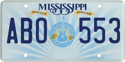 MS license plate ABO553