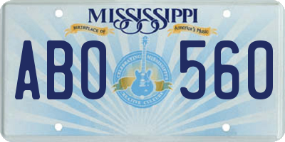 MS license plate ABO560