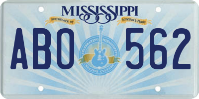 MS license plate ABO562