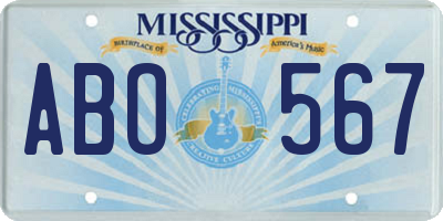 MS license plate ABO567