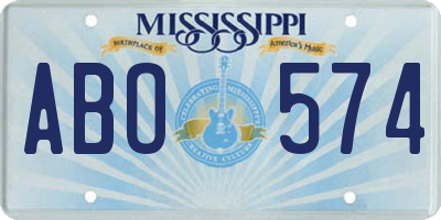 MS license plate ABO574