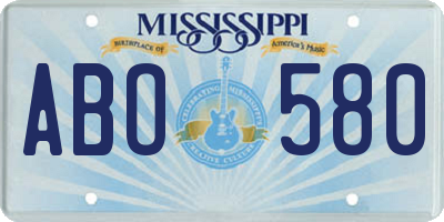 MS license plate ABO580