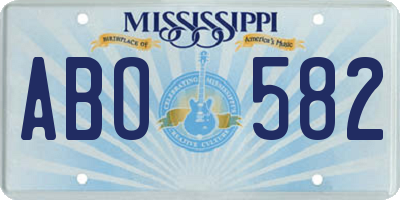 MS license plate ABO582