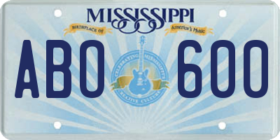 MS license plate ABO600