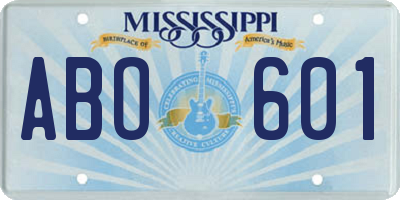 MS license plate ABO601