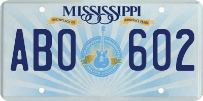 MS license plate ABO602