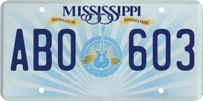 MS license plate ABO603