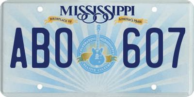 MS license plate ABO607