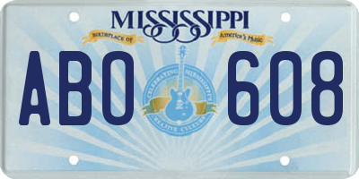 MS license plate ABO608