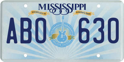 MS license plate ABO630