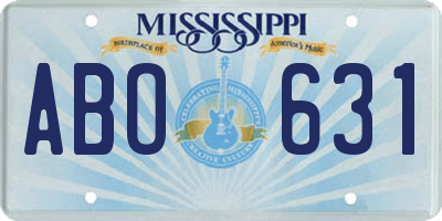 MS license plate ABO631