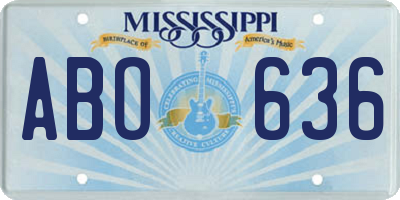 MS license plate ABO636