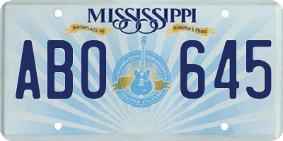 MS license plate ABO645