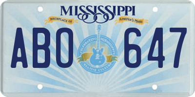 MS license plate ABO647