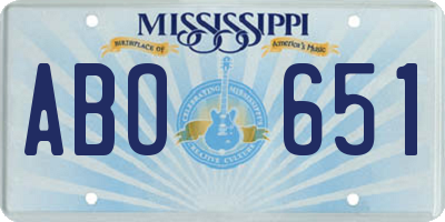 MS license plate ABO651