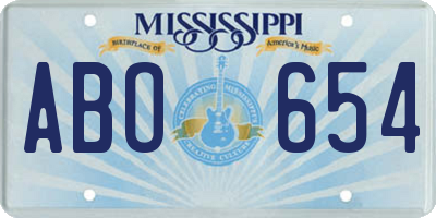 MS license plate ABO654