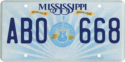 MS license plate ABO668