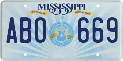 MS license plate ABO669