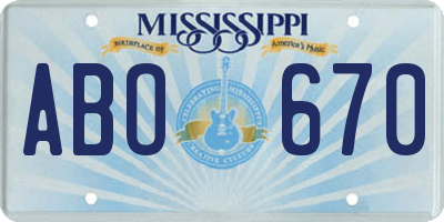 MS license plate ABO670