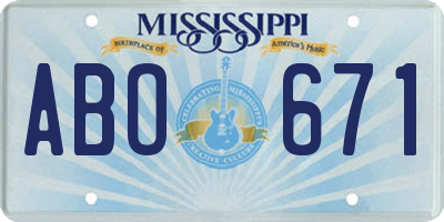 MS license plate ABO671