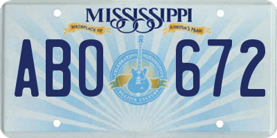 MS license plate ABO672