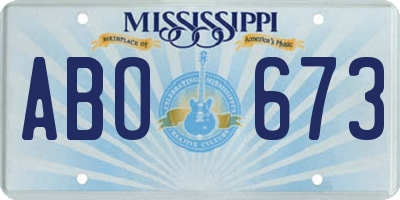 MS license plate ABO673