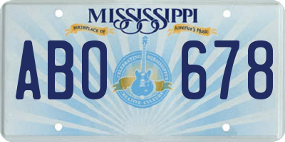 MS license plate ABO678