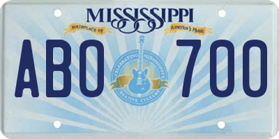 MS license plate ABO700