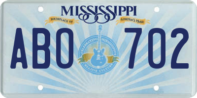 MS license plate ABO702